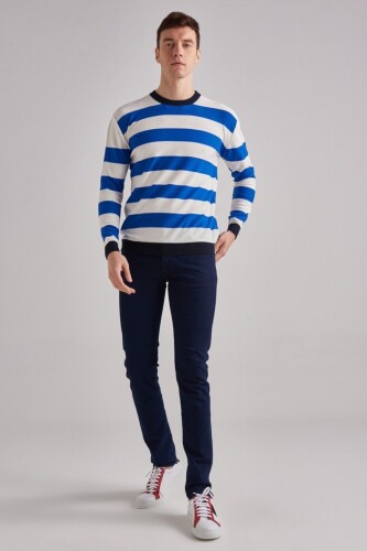 Woolrich Çizgili Bisiklet Yaka Kazak - 6