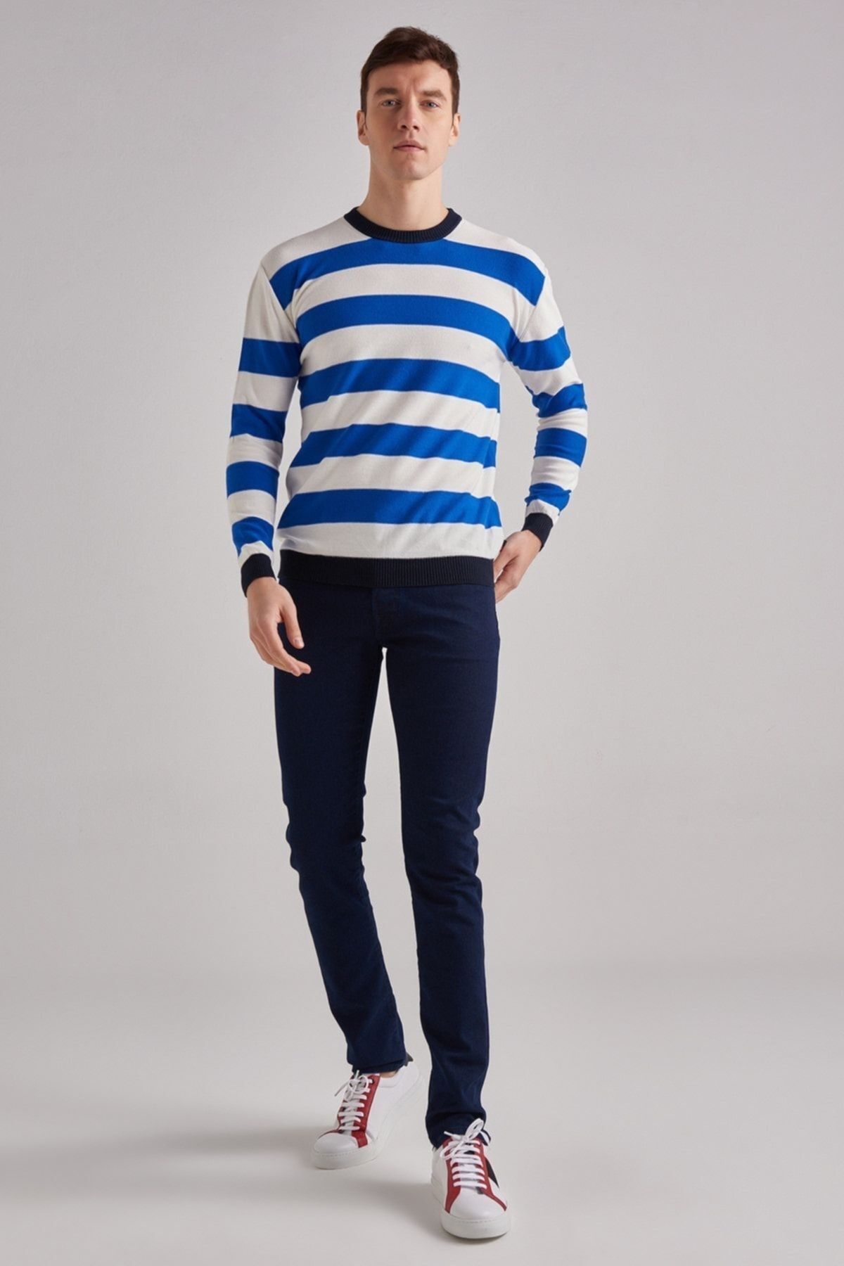 Woolrich Çizgili Bisiklet Yaka Kazak - 6