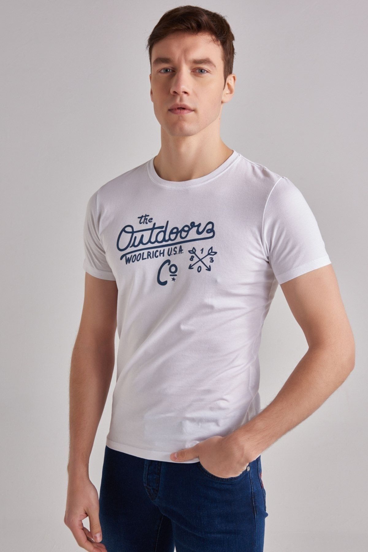 Woolrich Erkek Bisiklet Yaka T-Shirt - 8