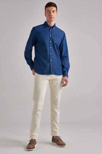 Woolrich Erkek Uzun Kollu Erkek Denim Gömlek - 2