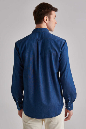 Woolrich Erkek Uzun Kollu Erkek Denim Gömlek - 4