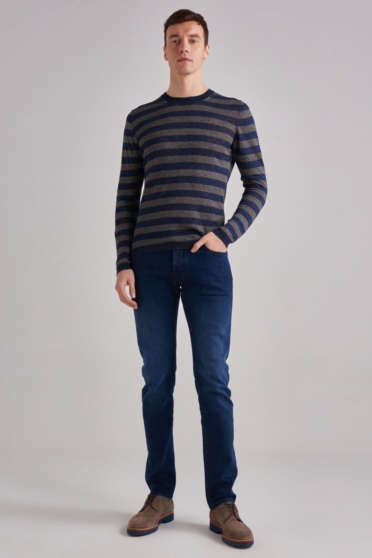 Woolrich Keten Erkek Bisiklet Yaka Kazak - 8