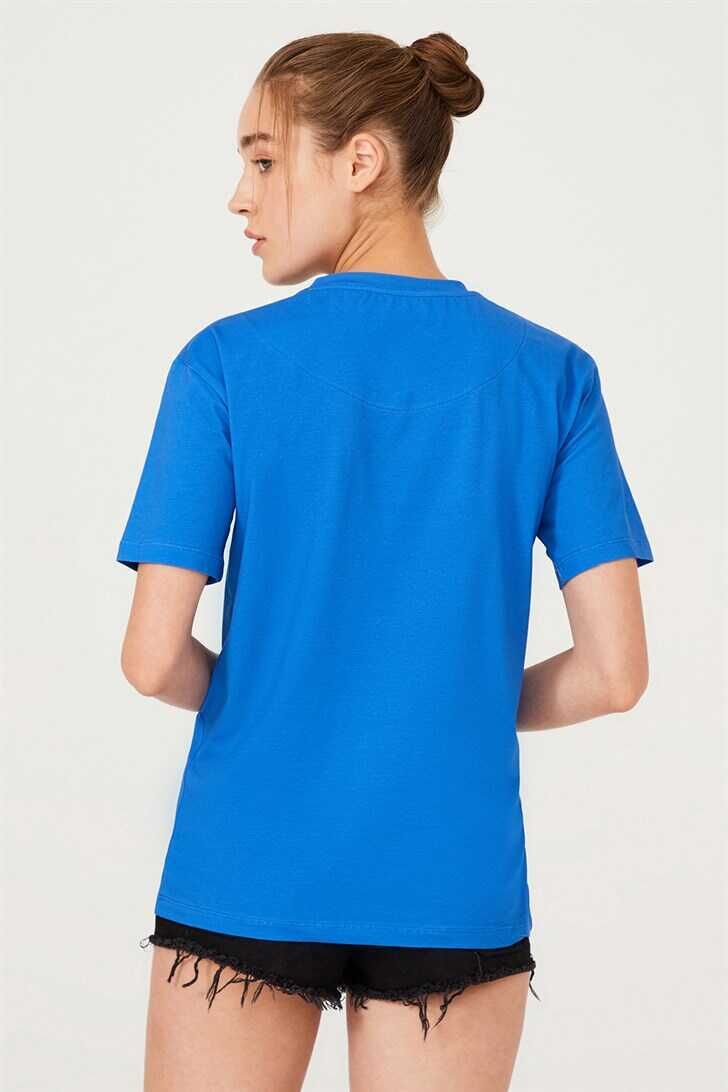 Yazılı Bisiklet Yaka Kadın T-Shirt - 6