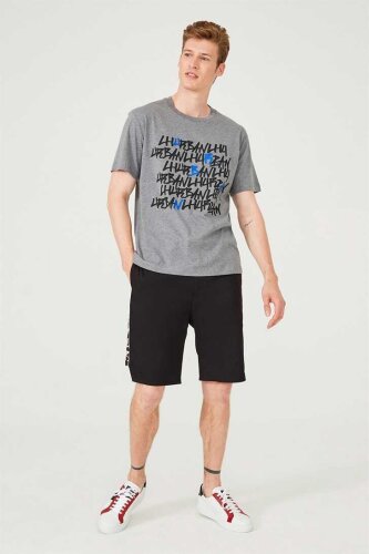 Yazılı Erkek Bisiklet Yaka T-Shirt - Les Hommes