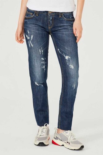 Yırtık Detaylı Normal Kesim Kadın Jean Pantolon - Trussardi